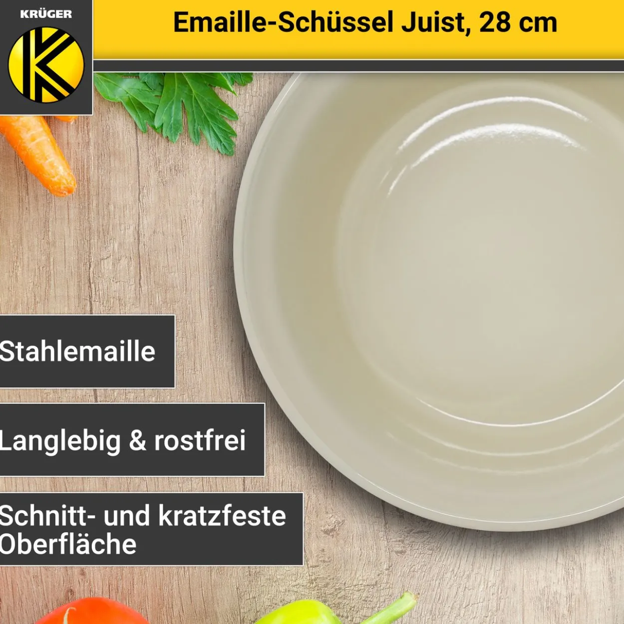 Emaillierte Schüssel JUIST, 28 cm