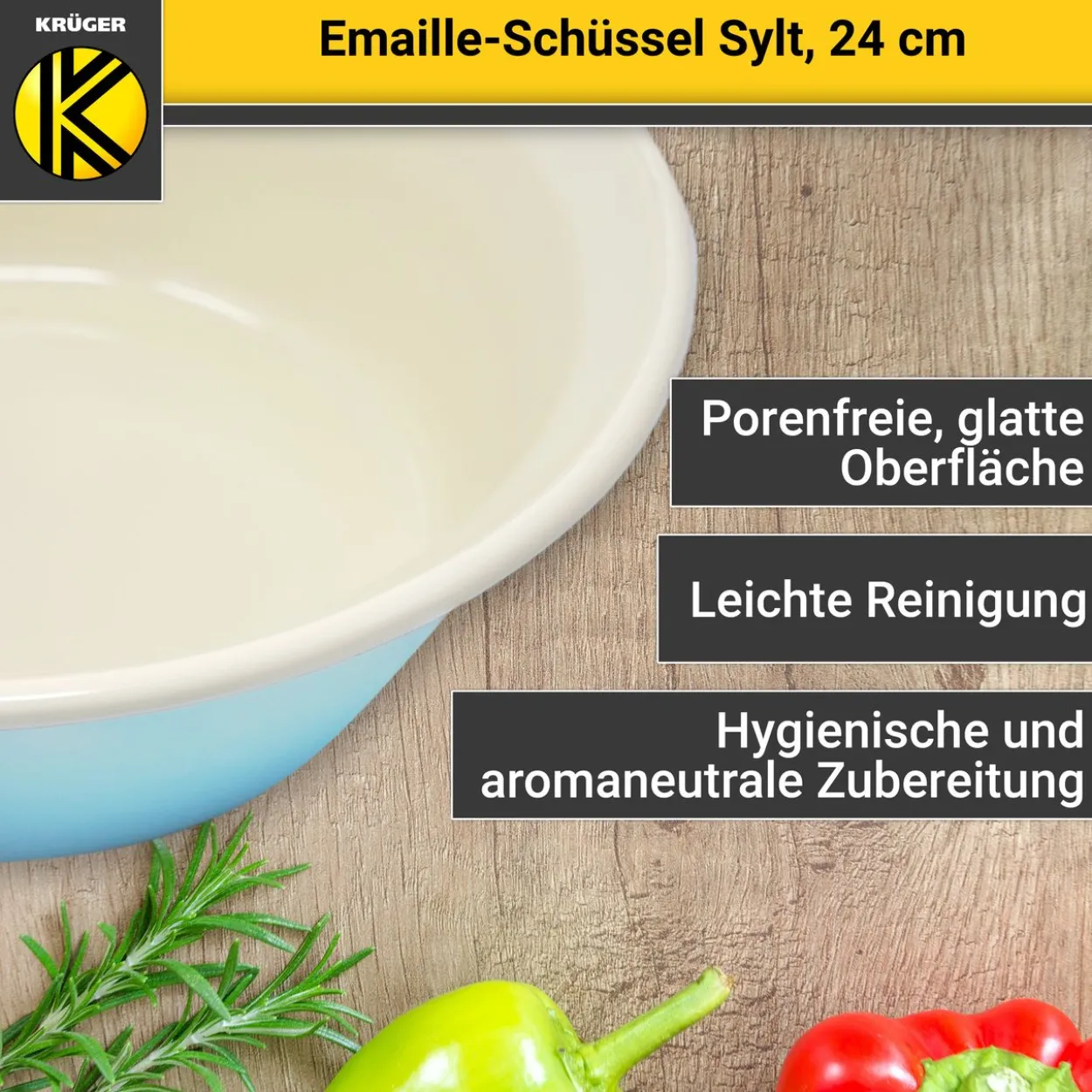 Emaillierte Schüssel SYLT, 24 cm