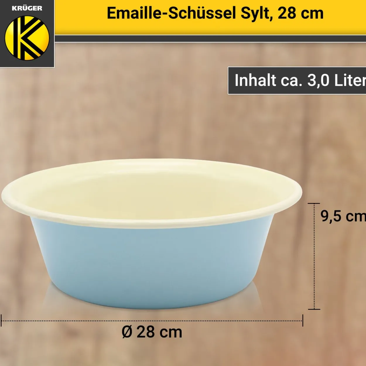 Emaillierte Schüssel SYLT, 28 cm
