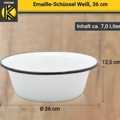 Emaillierte Schüssel weiß, 36 cm
