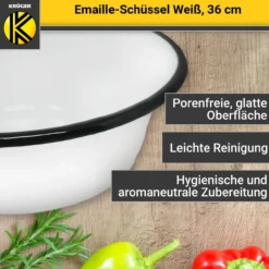 Emaillierte Schüssel weiß, 36 cm