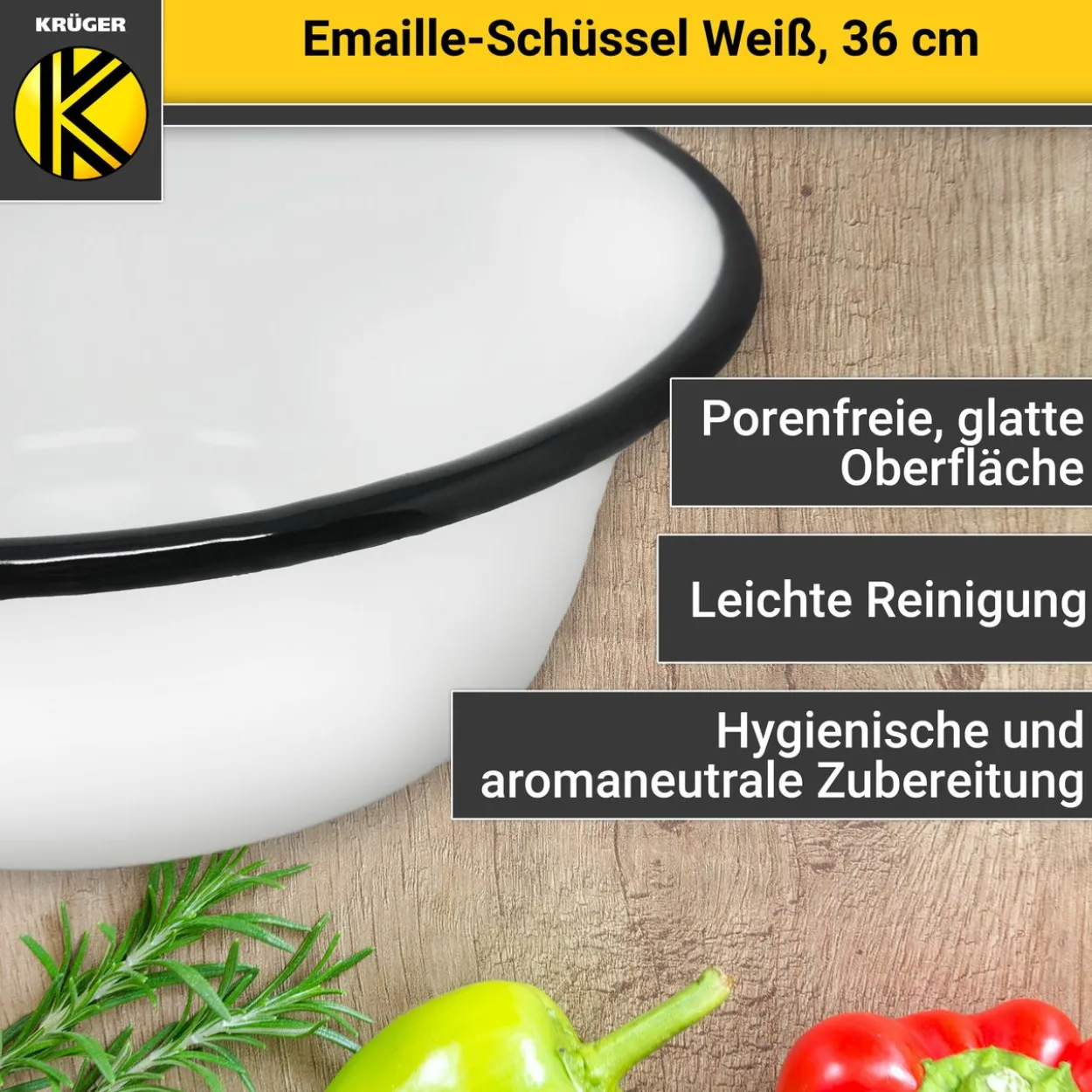 Emaillierte Schüssel weiß, 36 cm