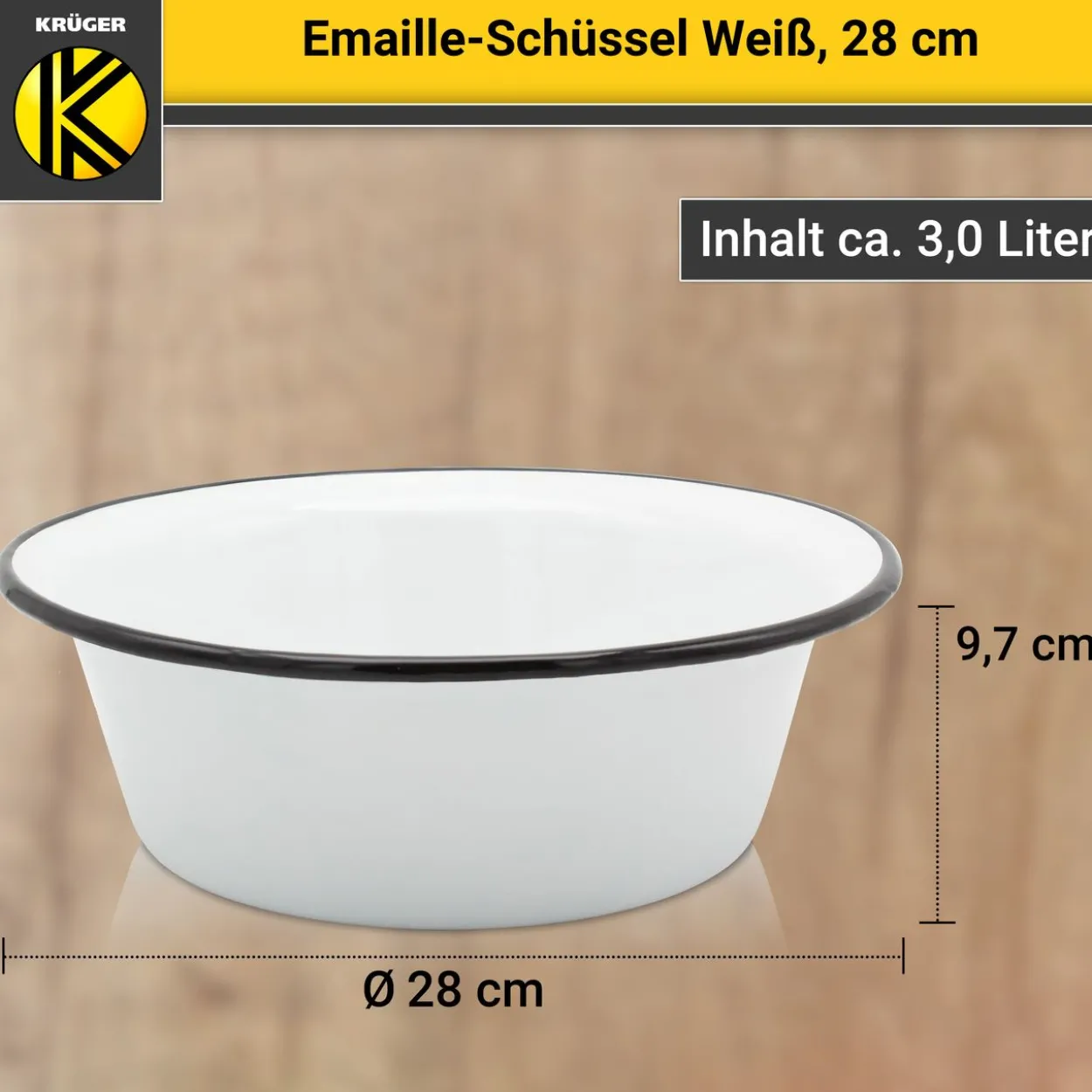 Emaillierte Schüssel weiß, 28 cm