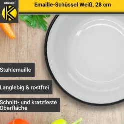 Emaillierte Schüssel weiß, 28 cm