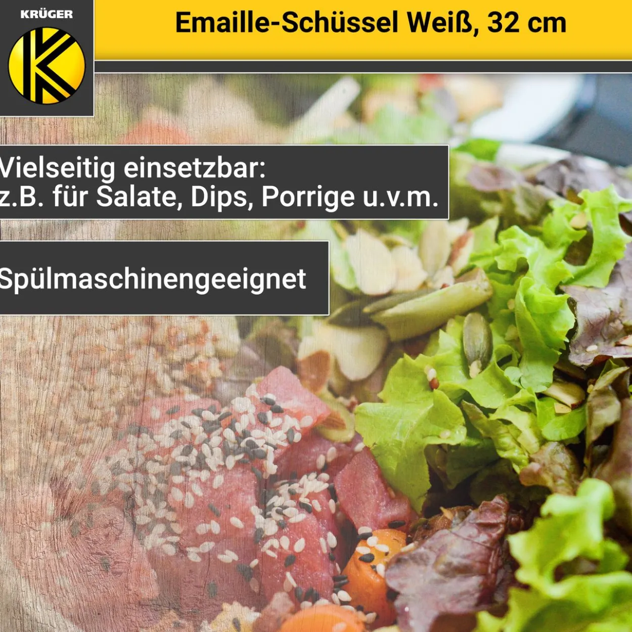 Emaillierte Schüssel weiß, 32 cm