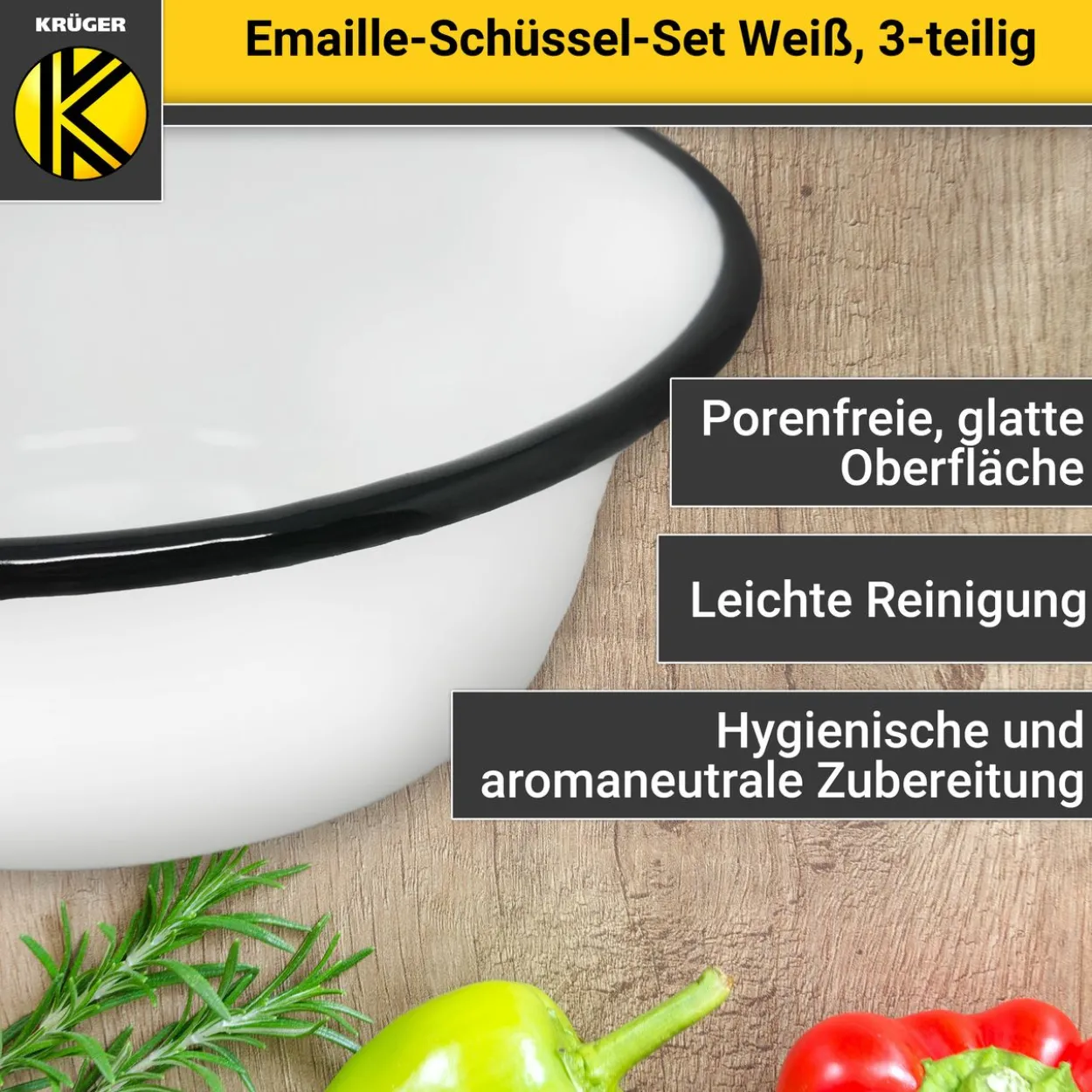 Emailliertes Schüssel-Set 3 tlg. (24, 28, 32 cm)