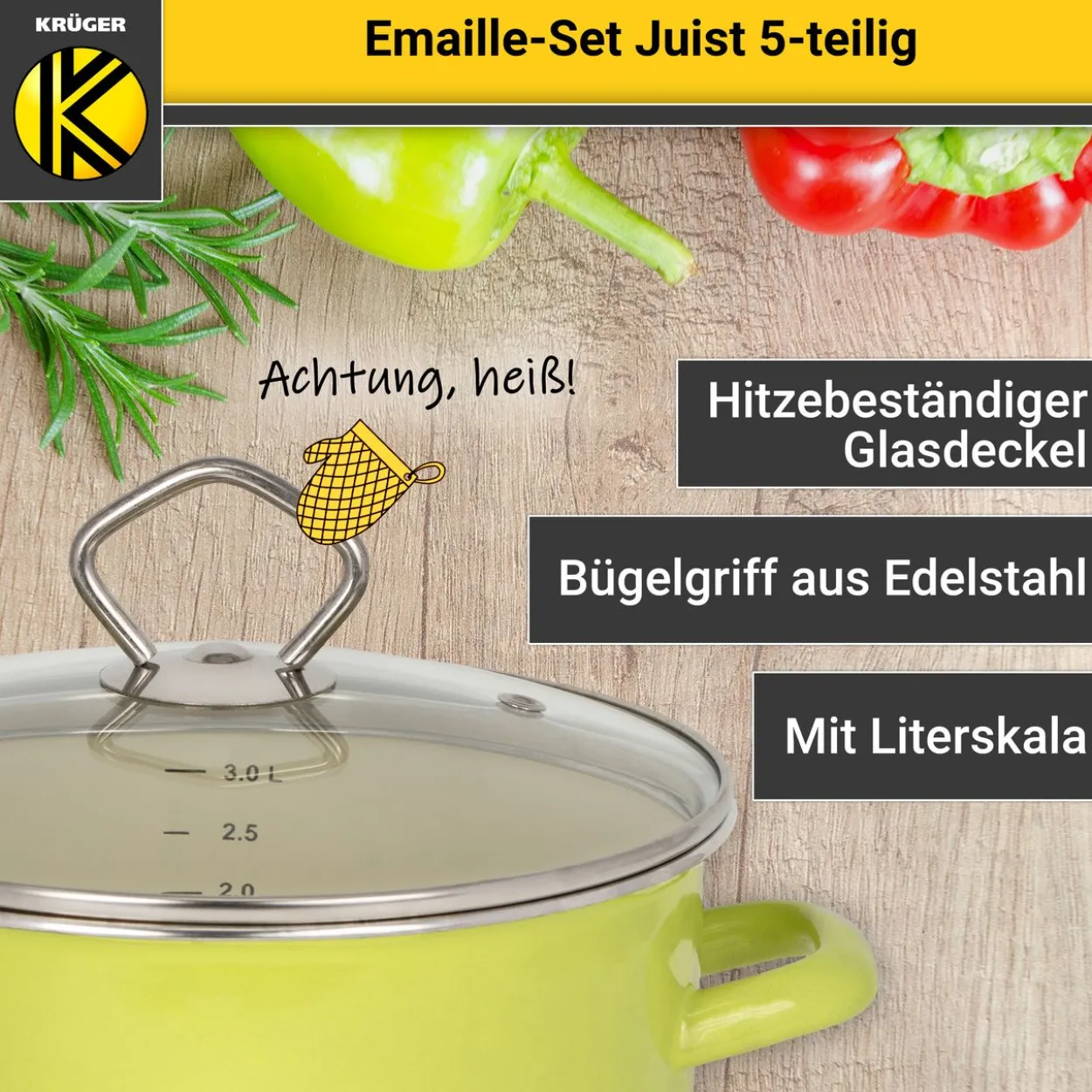 Emailliertes Topf-Set JUIST, 5tlg.