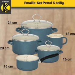Emailliertes Topf-Set PETROL, 5tlg.