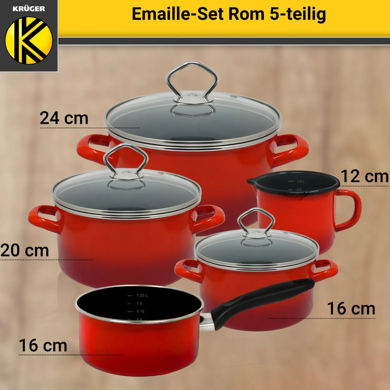 Emailliertes Topf-Set ROM, 5tlg.
