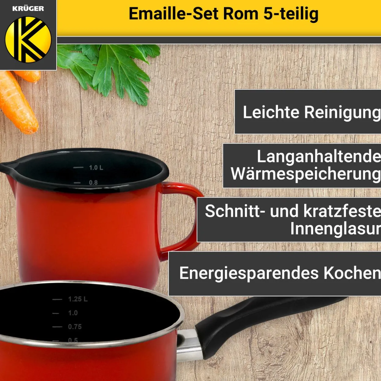 Emailliertes Topf-Set ROM, 5tlg.