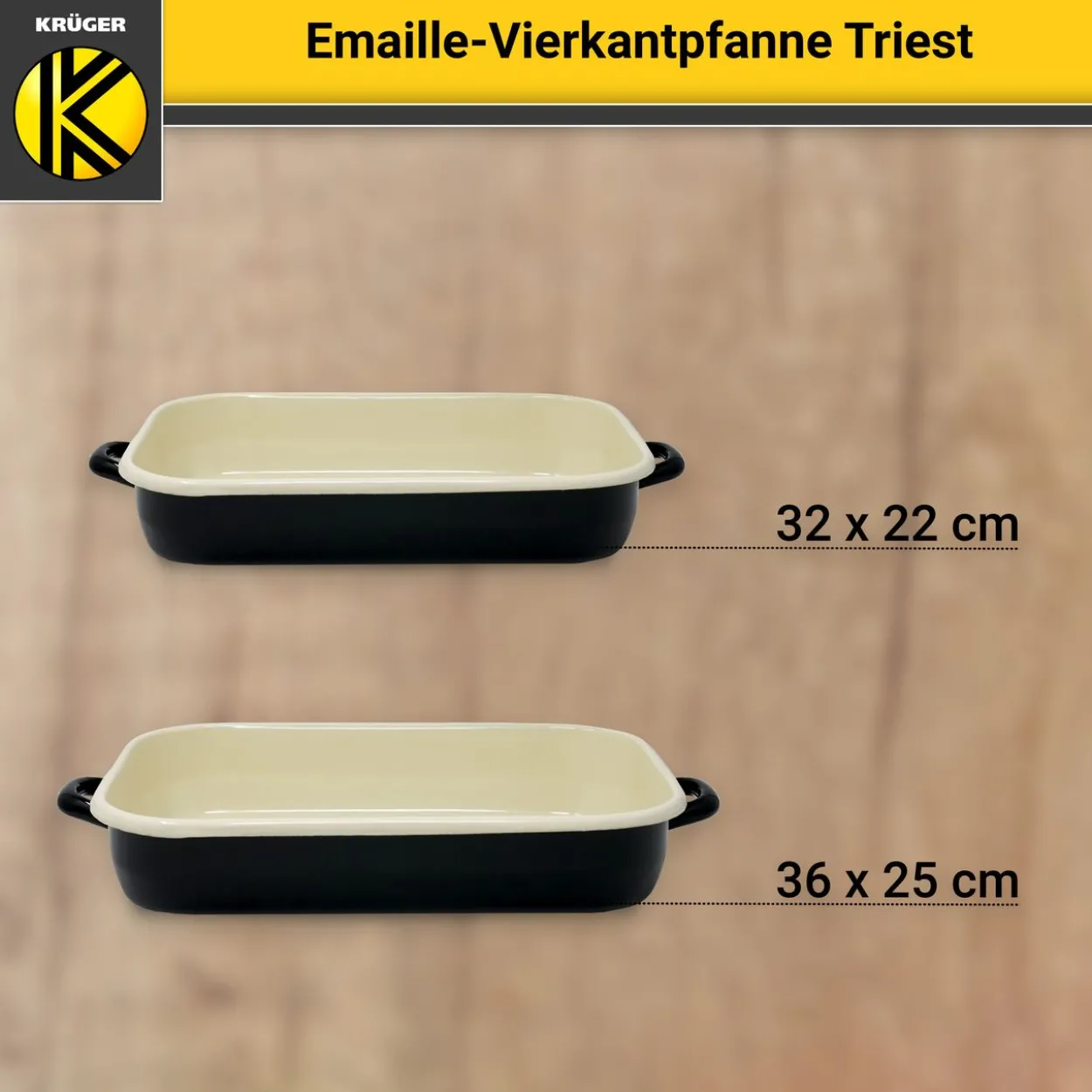 Emaillierte Vierkantpfanne Triest, 36 x 25 cm
