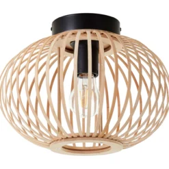Enca Deckenlampe, 30 cm, E27, Bambus/Metall, natur/schwarz