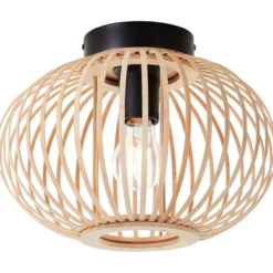 Enca Deckenlampe, 30 cm, E27, Bambus/Metall, natur/schwarz