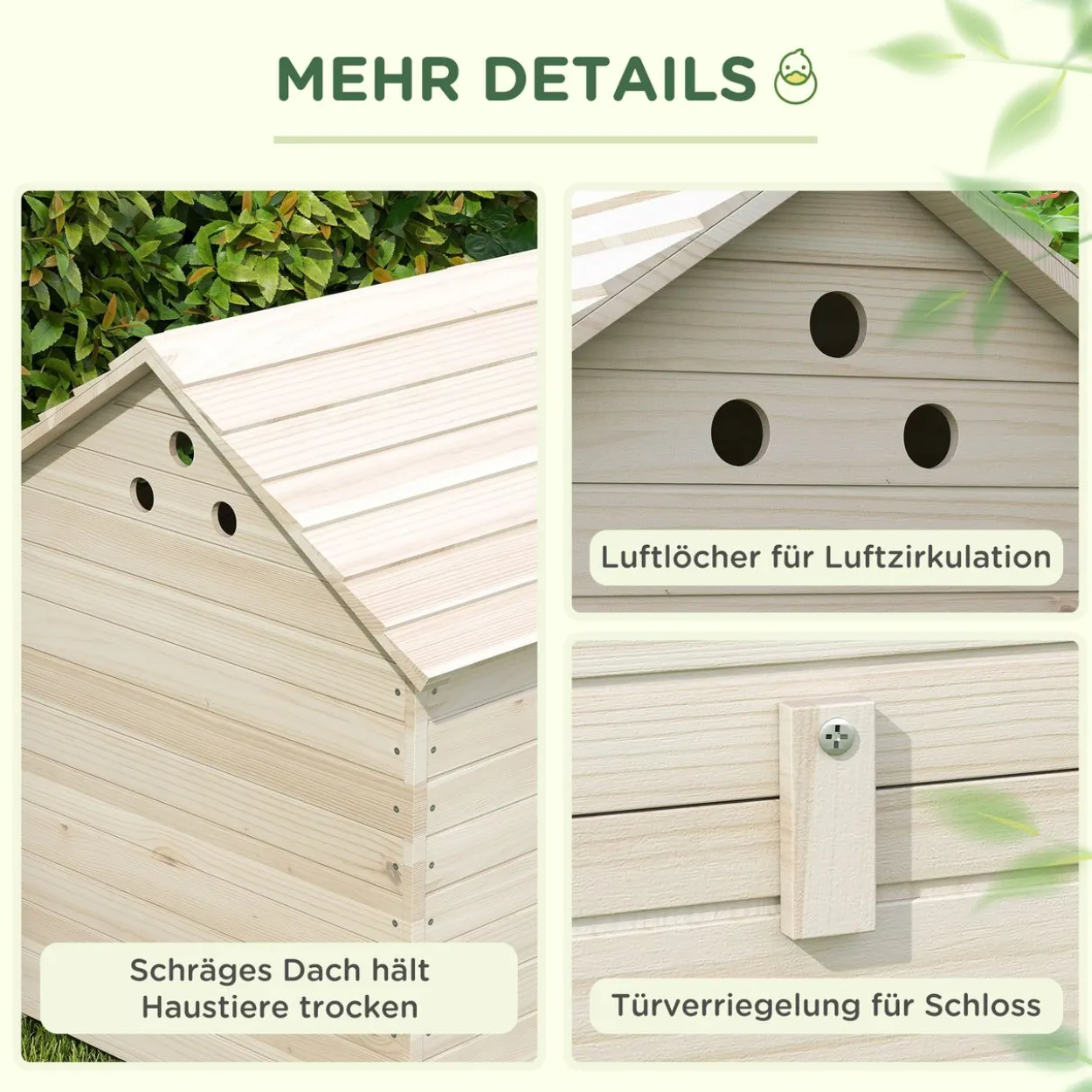 Entenhaus mit aufklappbarem Kippdach, Geflügelhaus mit erhöhten Boden und Rampe