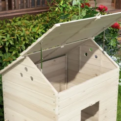 Entenhaus mit aufklappbarem Kippdach, Geflügelhaus mit erhöhten Boden und Rampe