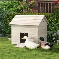 Entenhaus mit aufklappbarem Kippdach, Geflügelhaus mit erhöhten Boden und Rampe