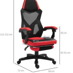 Ergonomischer Bürostuhl Gaming Stuhl Drehstuhl mit Fußstütze Schwarz