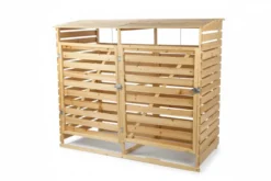 2er Mülltonnenbox lackiert aus Holz, wasserfest, ca. 145 x 92 x 122 cm - Hellbraun