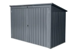 3er Mülltonnenbox mit aufklappbaren Dach mit Schloss, ca. 212 x 101 x 134 cm - Anthrazit
