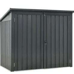 2er Mülltonnenbox mit aufklappbaren Dach , ca. 101 x 158 x 134 cm - Anthrazit