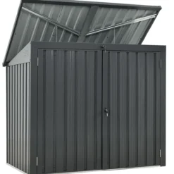 2er Mülltonnenbox mit aufklappbaren Dach , ca. 101 x 158 x 134 cm - Anthrazit