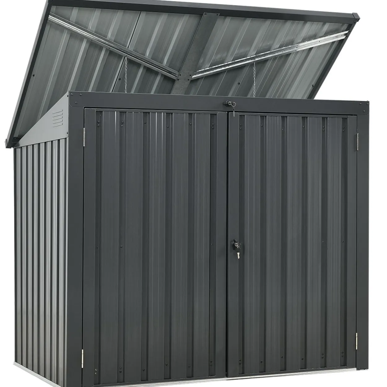 2er Mülltonnenbox mit aufklappbaren Dach , ca. 101 x 158 x 134 cm - Anthrazit