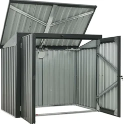 2er Mülltonnenbox mit aufklappbaren Dach , ca. 101 x 158 x 134 cm - Anthrazit