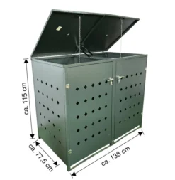 2er Mülltonnenbox Raute aus Edelstahl, ca. 138 x 115 x 77,5 cm - Anthrazit