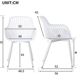 4er Set aus Metall-Stühlen - Weiß