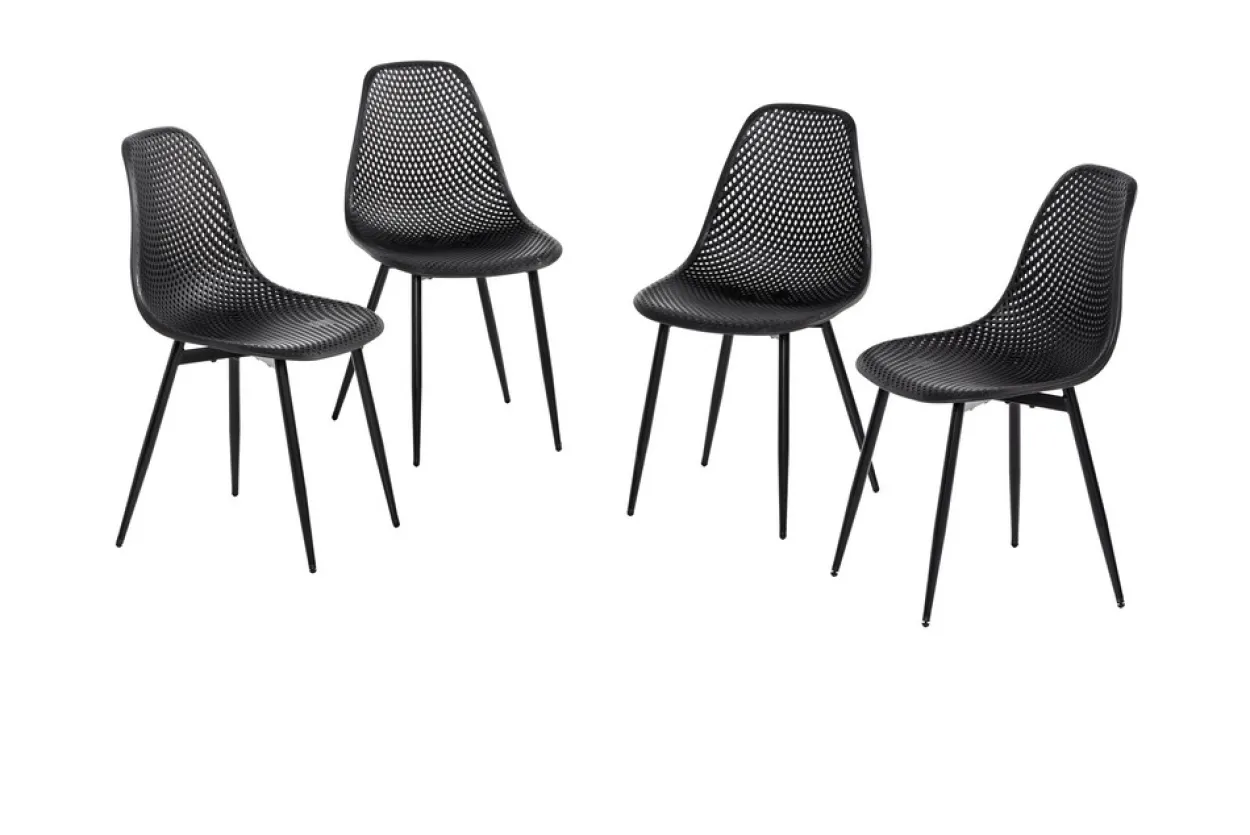 4er Set aus Stühlen mit Metallbeinen - Schwarz