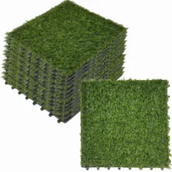 11er-Set Balkonfliesen & Terrassenfliesen, Kunstrasen, ca. 32 x 32 x 23 cm