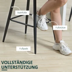 2er-Set Barhocker, Bistrohocker, Barstuhl mit Fußstütze, Samt-Bezug, Grün