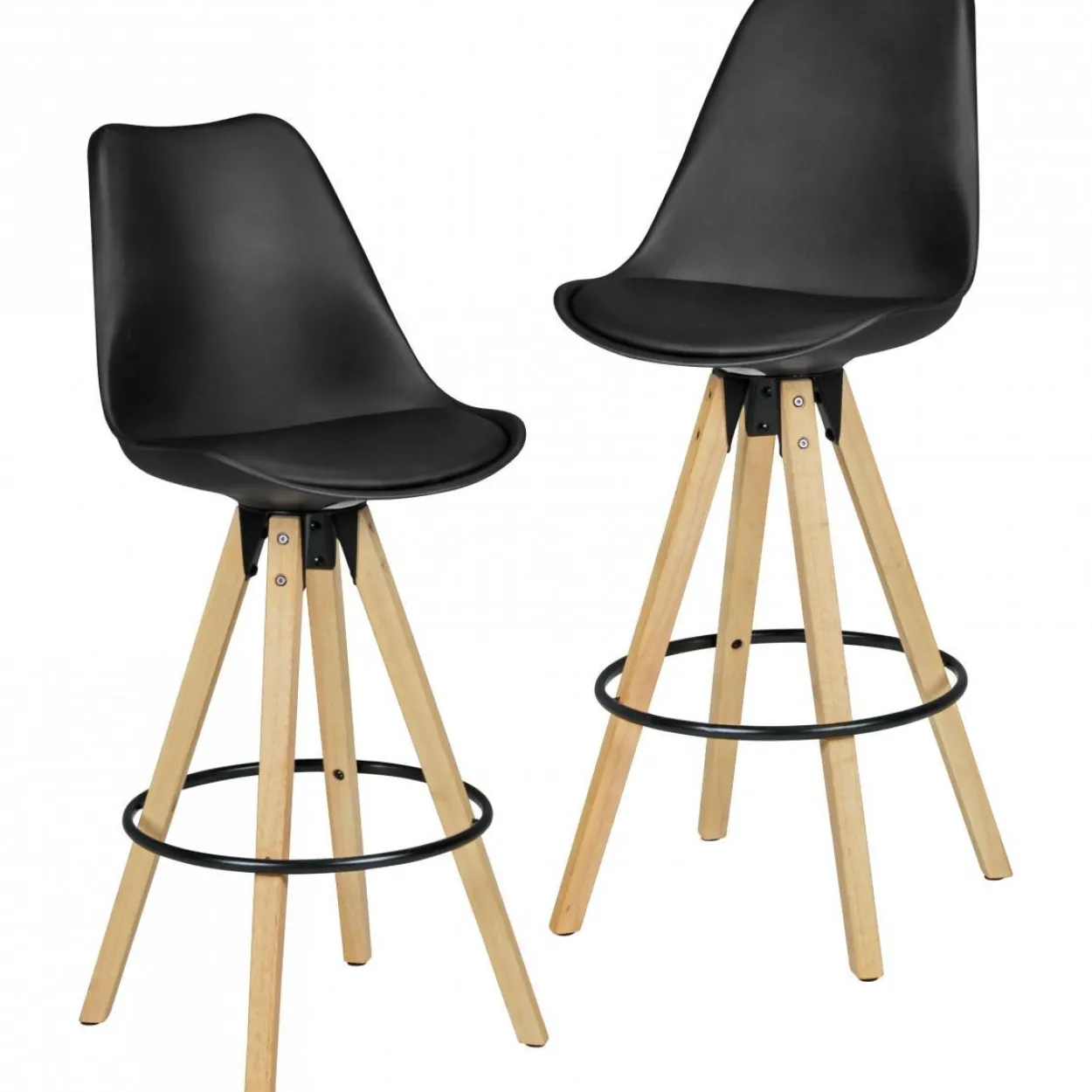 2er Set Barhocker LIMA Schwarz Retro