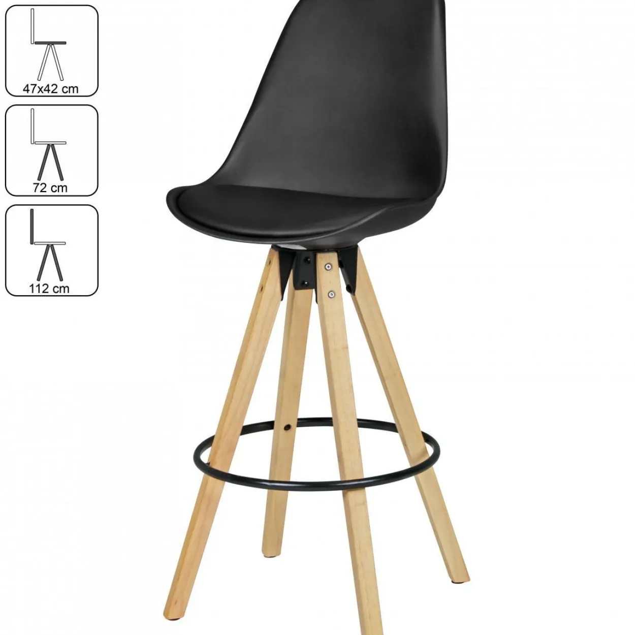 2er Set Barhocker LIMA Schwarz Retro