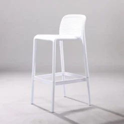 4er-Set Barhocker mit Rückenlehne, ca. 51,5 x 38 x 96,5 cm, stapelbar - Weiß