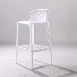 4er-Set Barhocker mit Rückenlehne, ca. 51,5 x 38 x 96,5 cm, stapelbar - Weiß