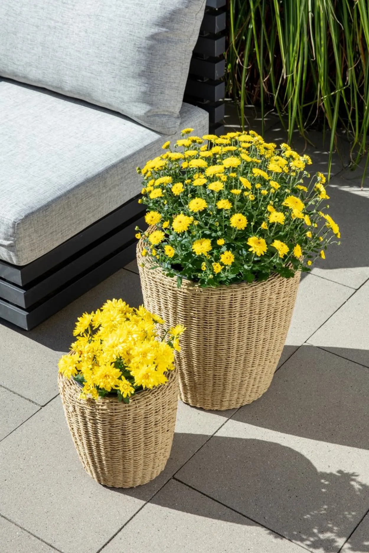 2er-Set Blumentopf aus Stahl mit Kunststofftopf - Braun