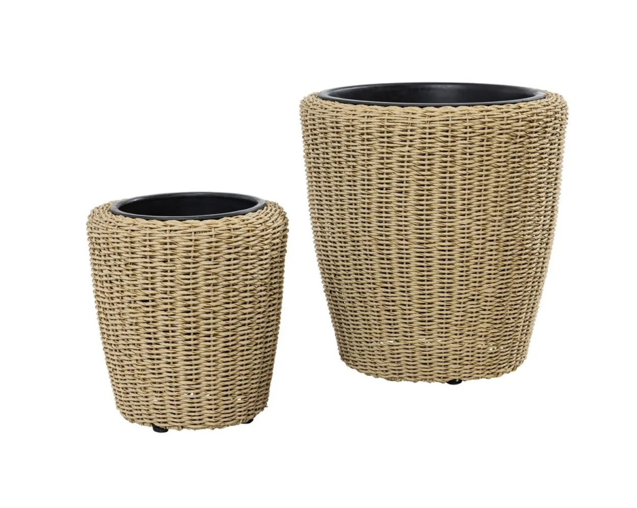 2er-Set Blumentopf aus Stahl mit Kunststofftopf - Braun