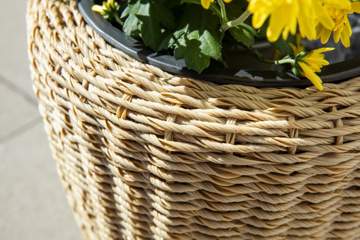 2er-Set Blumentopf aus Stahl mit Kunststofftopf - Braun