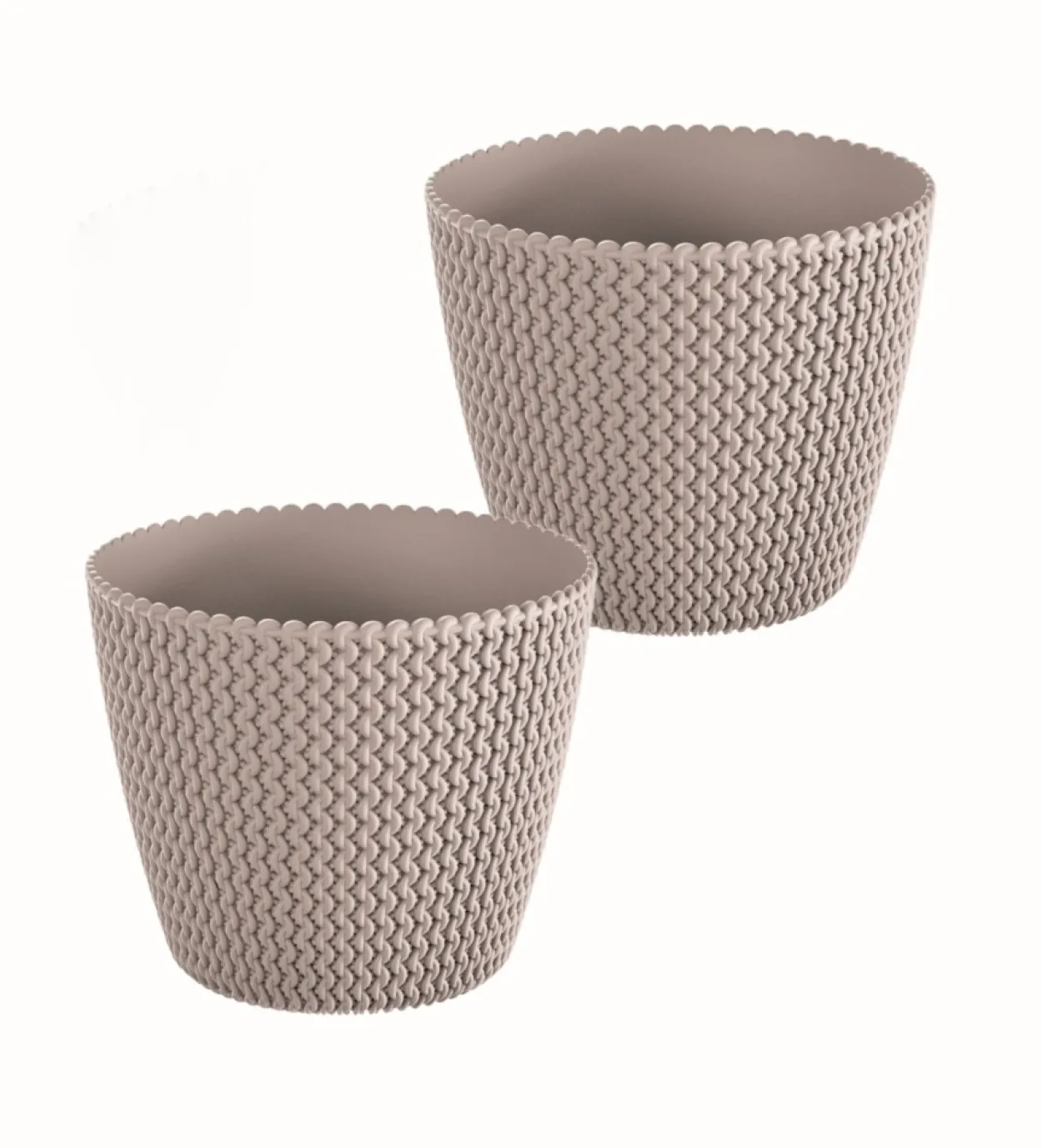 2er Set Blumentopf in Strickoptik, ca. 5 Liter - Taupe