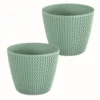 2er Set Blumentopf in Strickoptik, ca. 5 Liter - Grün