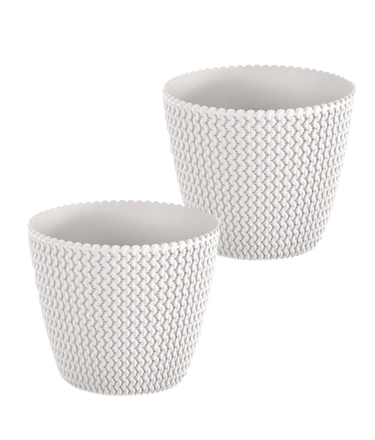 2er Set Blumentopf in Strickoptik, ca. 5 Liter - Weiß