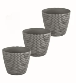 3er Set Blumentopf in Strickoptik, ca. 3 Liter - Steingrau