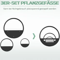 3er-Set Blumentöpfe, Wand-Pflanzgefäß