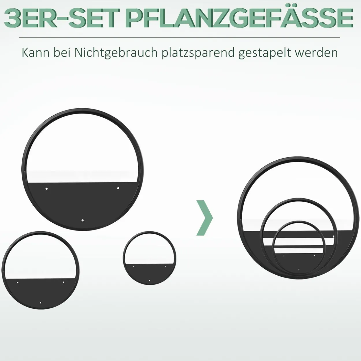 3er-Set Blumentöpfe, Wand-Pflanzgefäß