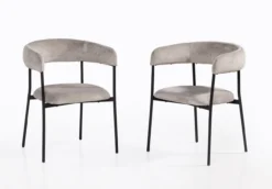 2er Set Esstischstühle mit Teddy-Stoff , ca. 57 x 58,5 x 74,5 cm - Hellgrau