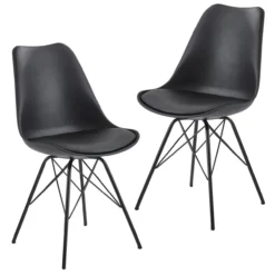 2er Set Esszimmerstuhl 86 x 58 x 48 cm Schwarz