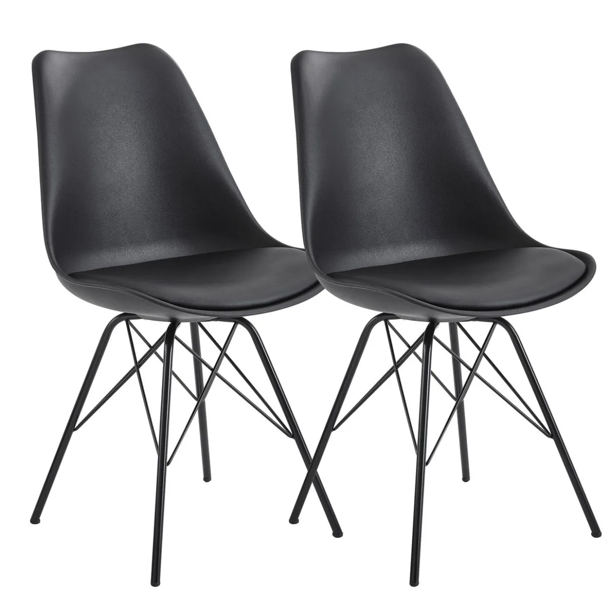 2er Set Esszimmerstuhl 86 x 58 x 48 cm Schwarz