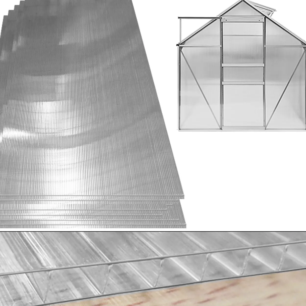 14er-Set Hohlkammerstegplatten- Polycarbonat, je ca. 118 x 58 cm