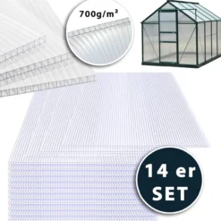 14er-Set Hohlkammerstegplatten- Polycarbonat, je ca. 118 x 58 cm